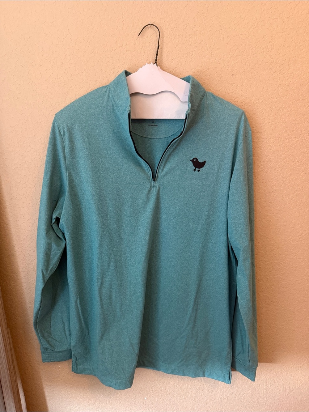 Bad Birdie Men's Teal Long-Sleeve Quarter-Zip Polo
